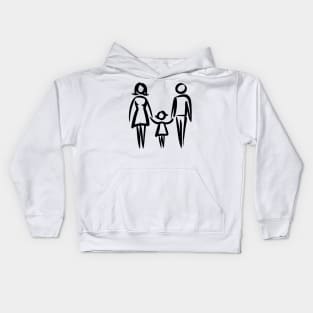 Stick figure family in black ink Kids Hoodie